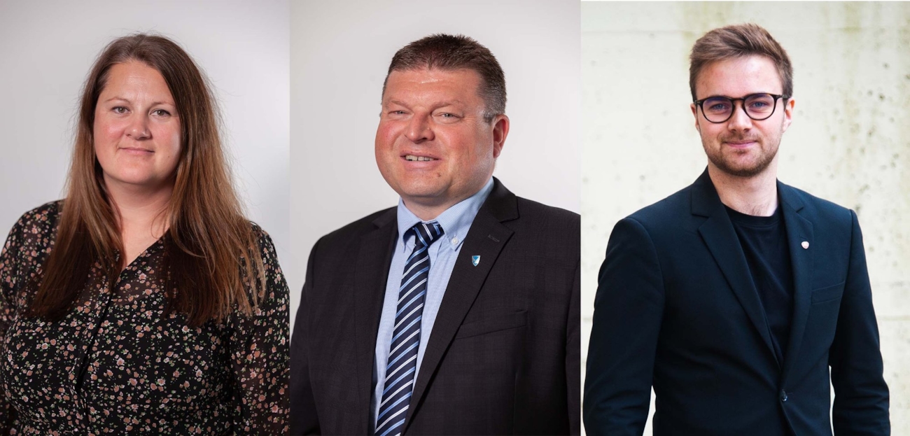 Fra venstre: Karianne Torvanger, Arve Helle og Stian Davies Foto: Vestland fylkeskommune og Kari Bernardini